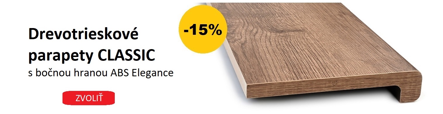 Drevotrieskové parapety CLASSIC s ABS hranou