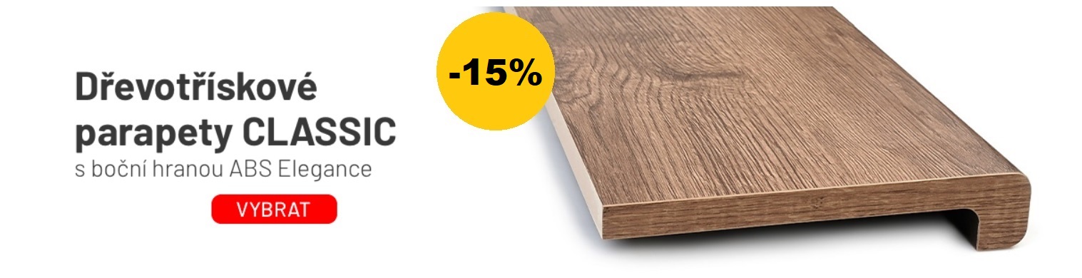 Nejllevnější-parapety.cz dřevotřískové parapety s ABS hranou