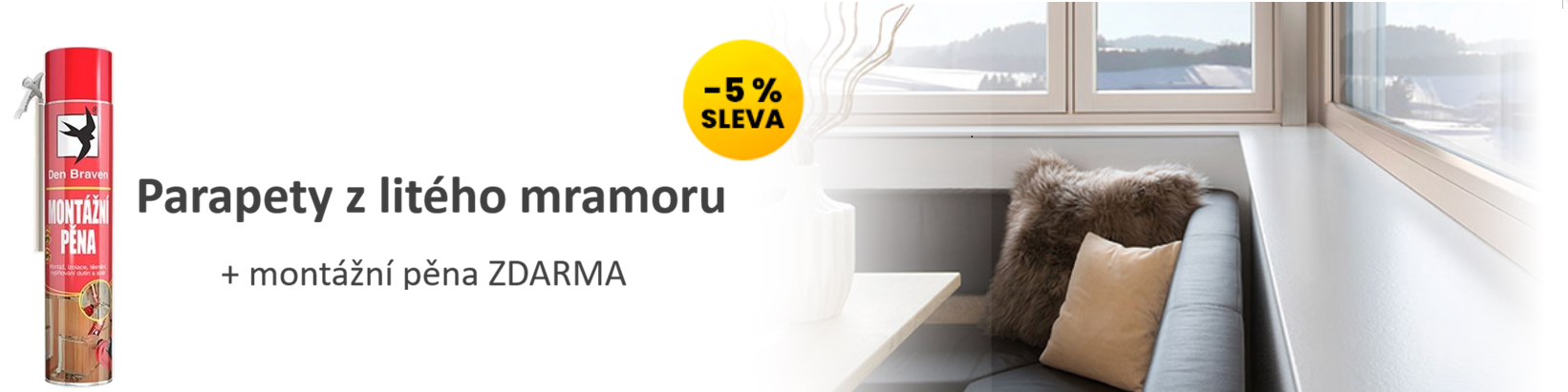 Parapety z litého mramoru v akci s montážní pěnou zdarma