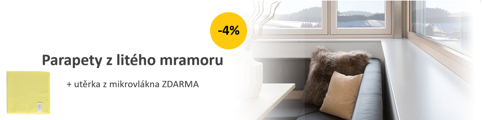 Parapety z litého mramoru v akci s mikroutěrkou zdarma